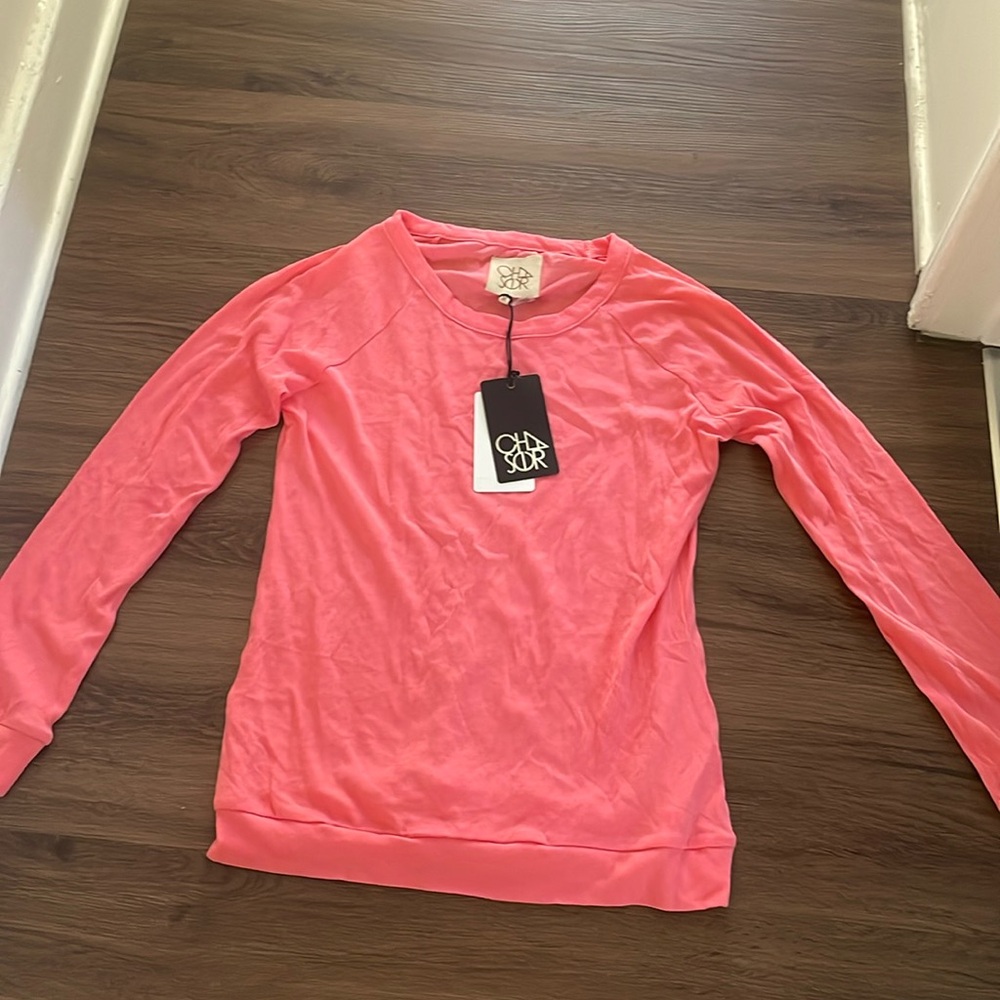 Chaser Coral Pink Reglan Long Sleeve Top Women's Size M NWT